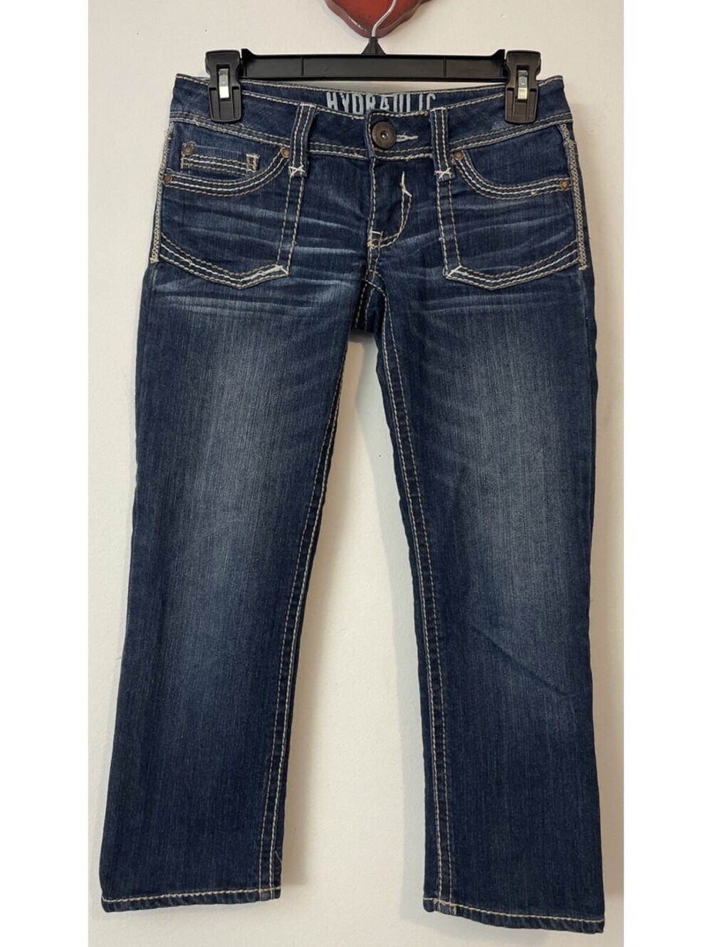 Hydraulic Womens Size 0 Low-Rise Straight-Fit Dark Blue Denim Capri Pant! A7067